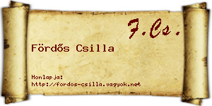 Fördős Csilla névjegykártya